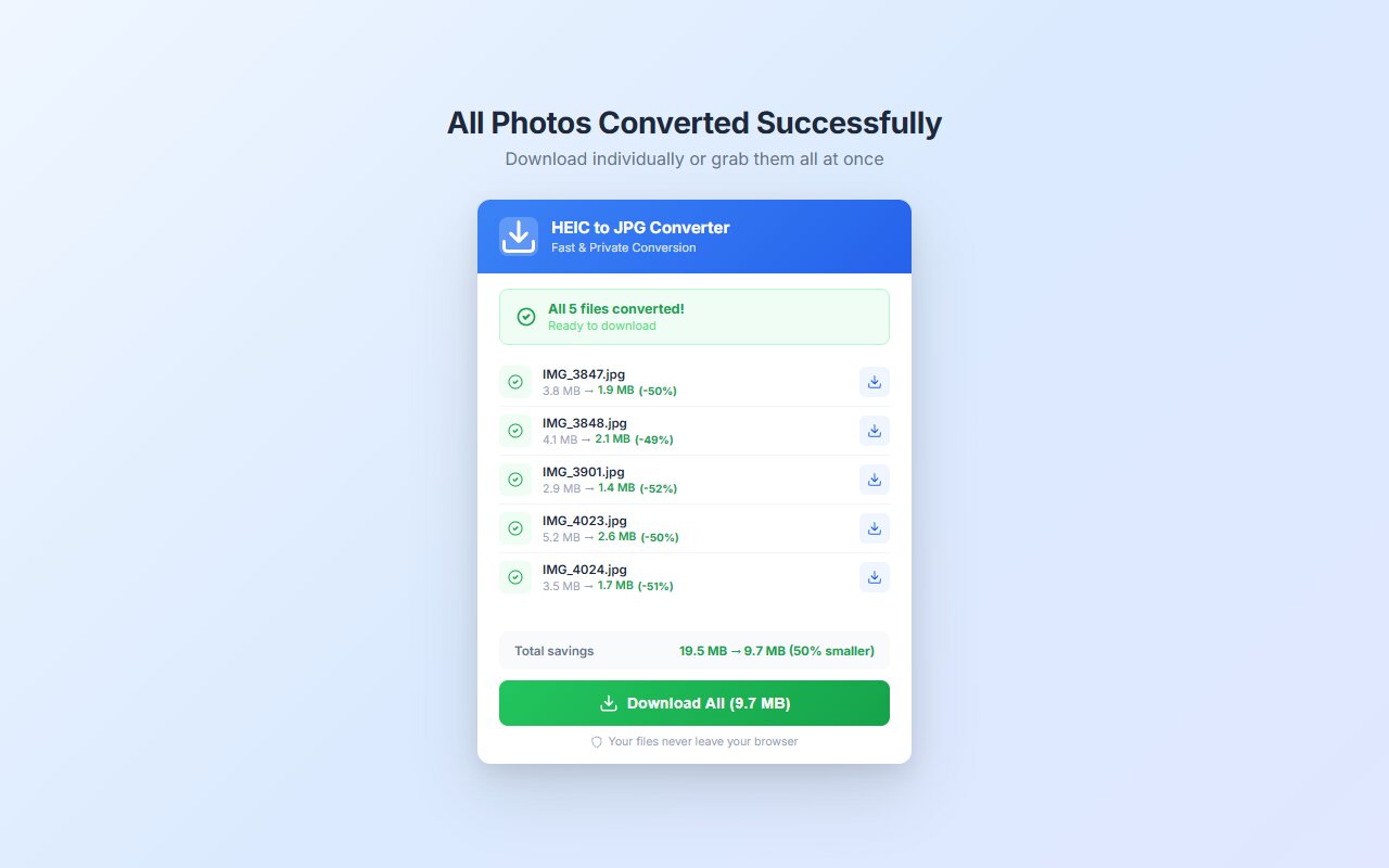 HEIC to JPG Converter, drop a HEIC file and get a JPG instantly